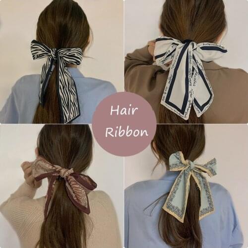 Multi-purpose Hair Ribbon French Head Band ins Silk Scarf Bow Cravat Satin Bun Holder MC045
