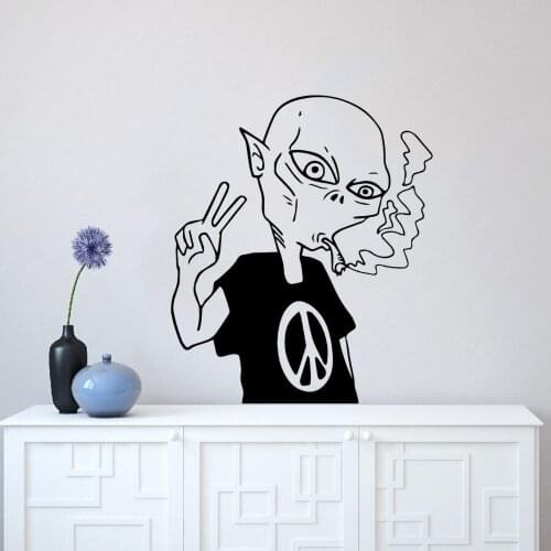 Vinyl Smoking Alien Wall Sticker Decal Aesthetics Sticker Home And Bedroom Art Decoration A003098