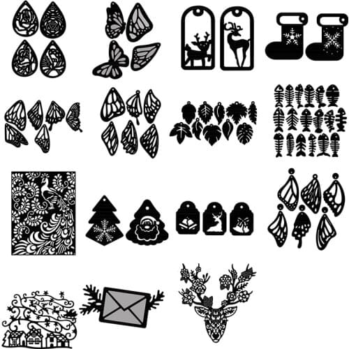 Cutting Dies Butterfly Deer Head Fish Bone Snow Boots Christmas Countryside For DIY Scrapbook Photo Album Craft Card 2021 New