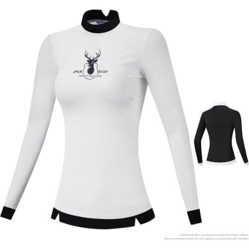 PGM Womens Long Sleeve Golf Training T-shirts Printed Slimming Tops Sports Team Uniform O-neck Golf Clothing D1066