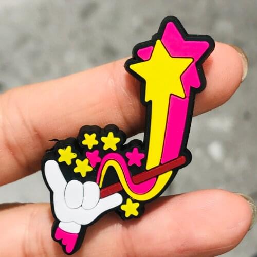 1 pcs Shooting star PVC Shoe Charms Bee Heart Decoration Accessories Cartoon Anime Shark Buckle Camp For Kids Gift