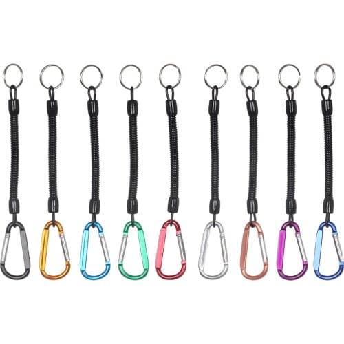 1PC TPU Retractable Spring Elastic Rope Security Lock Plastic Retractable Tether Anti-lost Keychain Carabiner Climbing Accessory