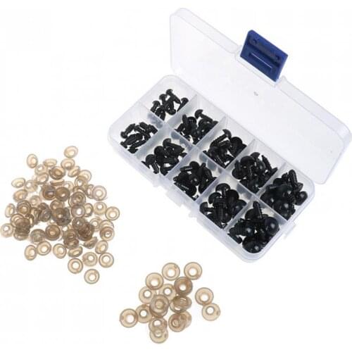 100Pcs 6-12mm Eyeball Doll DIY Funny Toy Eyes Animal Teddy/Bear/Doll Animal Puppets Crafts Amigurumi Plastic Plush Safety Eyes