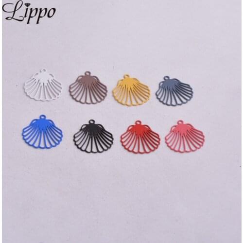 100pcs AC6777 12mm*15mm Painted Shell Shape Charms