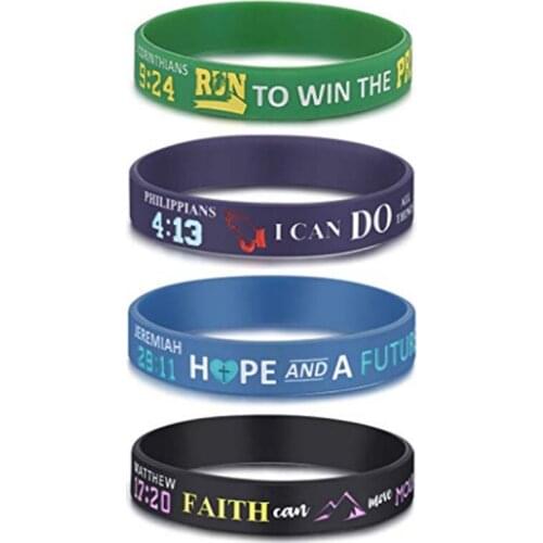 300pcs Silicone Motivational Bible Verse Bracelets Philippians 4:13 Christian Religious Jewelry Gift silicone wristbands