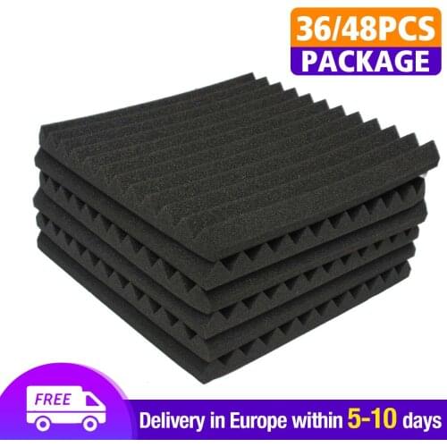 36/48Pcs Soundproof Studio Acoustic Foam Sound Proofing Protective Sponge Absorption Treatment Panel Sealing Strips