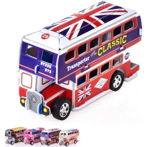 T0402 3D Puzzles Double-decker bus DIY Paper Model Kids Creative gift Childrens educational toys hot sale