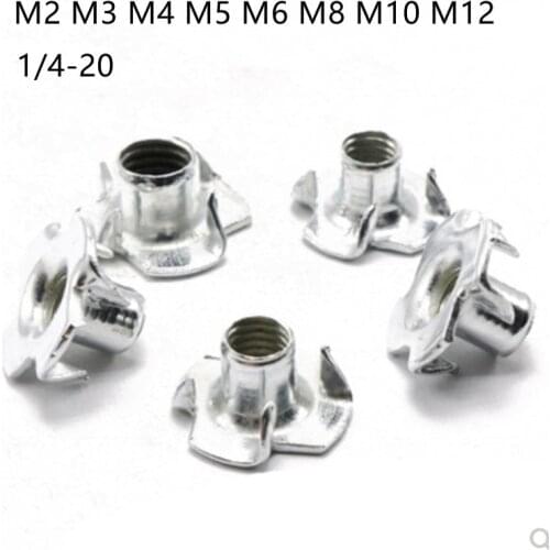 5-50PCS M3 M4 M5 M6 M8 M10 Metric Zinc Plated Carbon Steel T Nuts 4 Prongs Knock In Wood Captive Nut Insert Nut