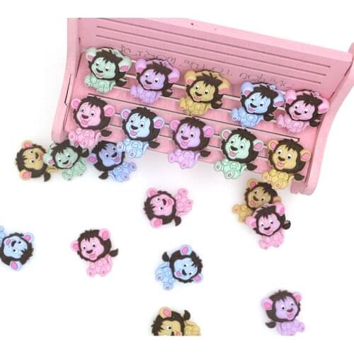 Kovict 50/100Pcs Cartoon Lion Silicone Animal Bead Baby Teeth Care Teething Teether DIY Pacifier Chain Rodent Molar Toy BPA-Free