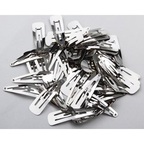 50pcs Bag NEW Simple Silver Tone Snap Hair Clips Craft Hair BB Headbands Tool Hairgrips Bow Clips Barrettes Accessories Wom H4N8