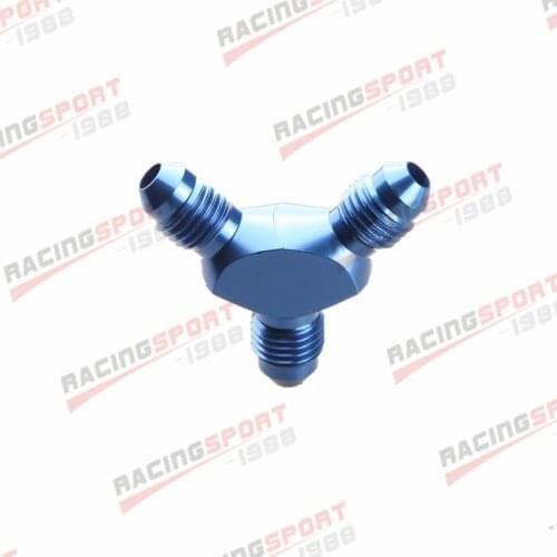 AN-4 AN4 to AN4 AN-4 Y-Block Adapter Fitting Aluminum Blue