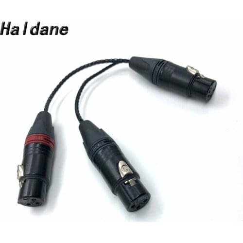 Free Shipping 4pin XLR Female to 2x 3pin XLR Female cable Hifi XLR Cable Audio Extension Cables Cord Wire Line