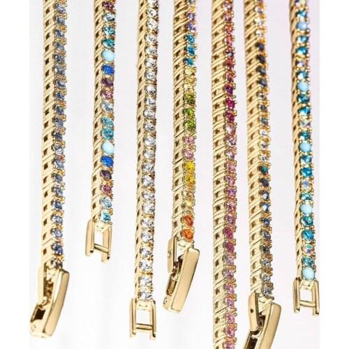 Cubic Zirconia Crystal Bracelet for Women Men Bling Iced Out Tennis Bracelet Homme Wedding Jewelry Fashion Accessories Gift