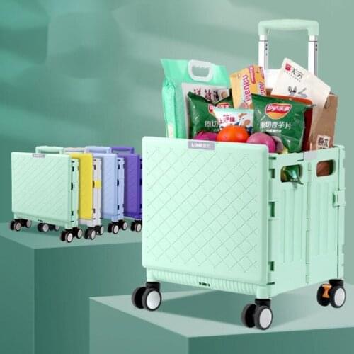 Household portable folding shopping cart lightweight aluminum alloy trolley wear-resistant silent universal wheel small trailer