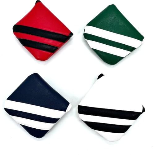 Golf stripe Putter Cover Classics Design Leather Golf Square Mallet Putter Headcovers Golf Club Head Cover PU Leather