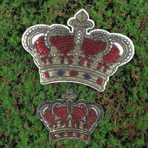 Design iron-on large embroidery big crown cartoon patches for clothing HE-3404