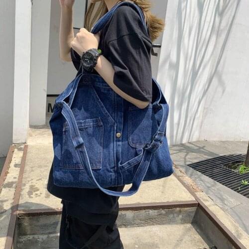 Denim Canvas Bag Women 's Shoulder Bag Large Capacity 2021 New Korean Style Trendy Student Easy Matching Shopping Bag