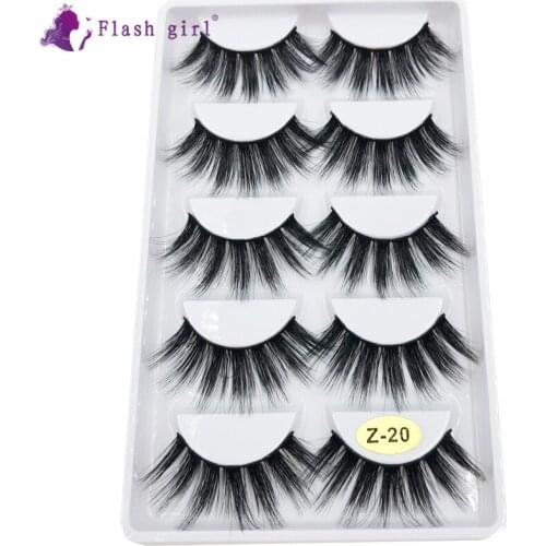 Flash Girl Hot Sale The Newest Product Z Series Z20 5 pairs 3D Mink Transparent terrier False EyeLashes