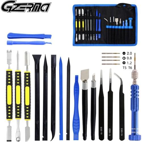GZERMA 17 in 1 Professional Pry Opening Tool Cell Phone Repair Tool Kits With 5 in 1 Screwdriver for iPad Tablet Laptop Repair