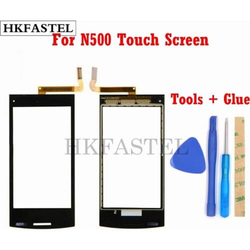 HKFASTEL High Quality Touch For Nokia 500 N500 Touch Screen Digitizer Sensor Front Glass Lens panel + tools+Glue