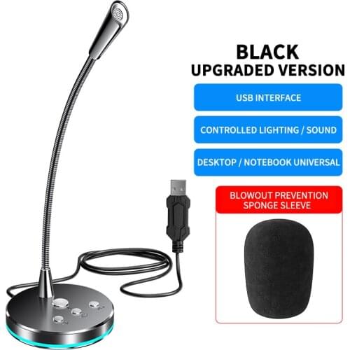 For PC Laptop Windows Cardioid Studio Recording Vocals Voice Over Portable 3.5mm USB Condenser Recording Microphone 360° Adjust