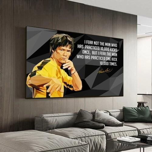 Figure Portrait Of Bruce Lee Canvas Art Posters and Prints MMA Oil Painting Wall Pictures for Living Room Home Cuadros Decor