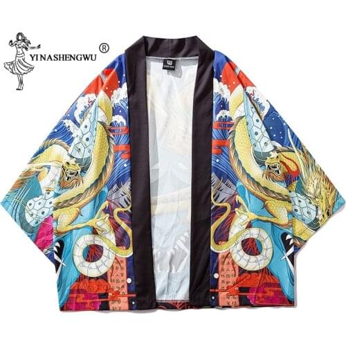 Yukata Women Japanese Kimono Traditional Harajuku Carp Print Kimono Cardigan Femme Shirts Asian Clothes Kimono Cosplay Costumes