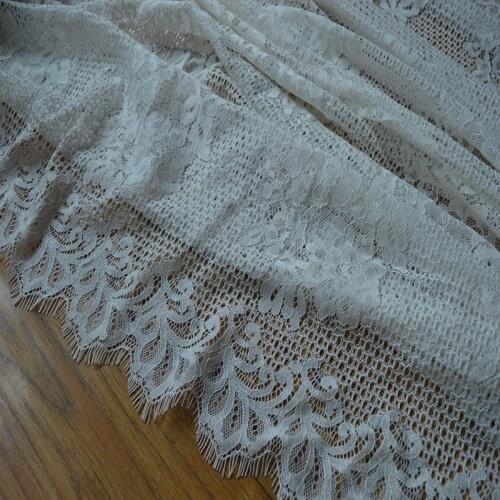 1.6Meters Width(3Meters/Lot)White Flower Alencon Eyelash DIY Lace Fabric for Garments and Wedding Decoration-16082107