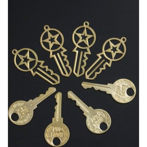 20 pieces of brass glossy simulation key charm pendant DIY bracelet necklace accessories