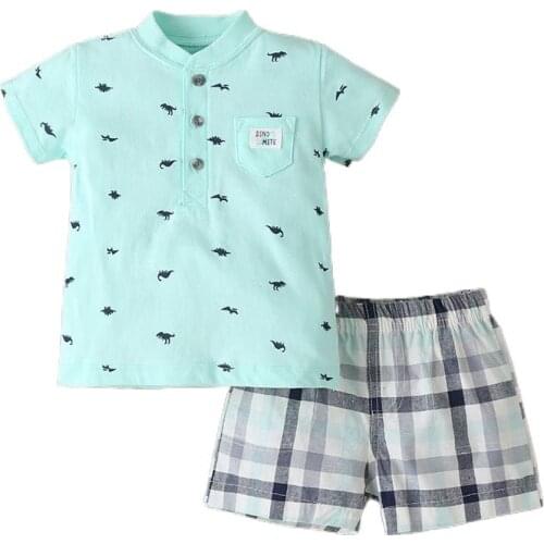 Summer Baby Boys Clothes Sets Casual two piece Set Short Sleeved O-Neck T shirt Cotton Shorts Toddler Boy Pullover Top