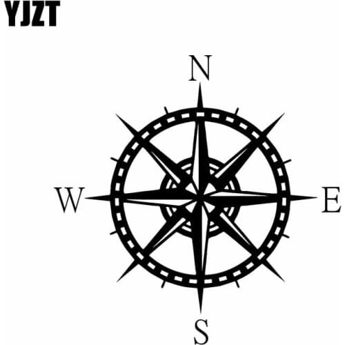 YJZT 15.5CM*15.5CM Vinyl Decal Side World Compass Navigation Nautical Interior Decor Car Sticker Black Silver C10-01173