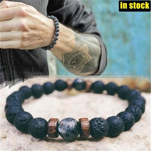New Men Bracelet Natural Moonstone Bead Tibetan Buddha Bracelet Lava Stone Diffuser Bracelets Men Jewelry Gift 2021 Fashion