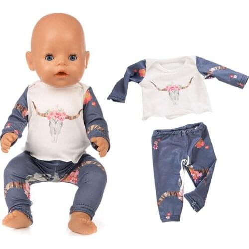 Doll clothes pants cartoon flamingo romper clothes for born baby doll wear sets for 18" baby doll accessories toys wear