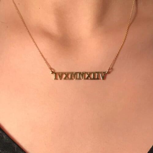 Roman Numbers Necklace Personalized Stainless Steel Custom Roman Number necklaces & pendants Custom Necklace