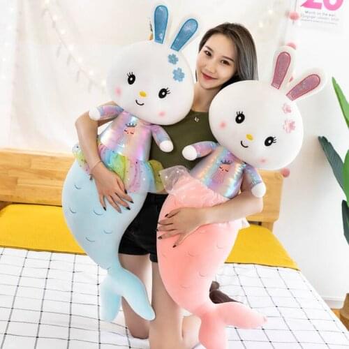 95CM Mermaid Rabbit Plush Toy Cushion Pillow Stuffed Animals Home Sofa Decoration Girlfriend Birthday Christmas Gift