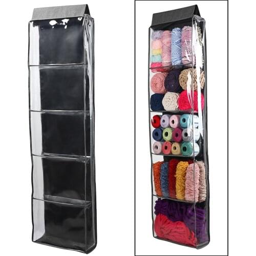 Hanging Wool Storage Bag Knitting Organizer Wall Display for Knitting Needles Crochet Hooks Supply Accessory