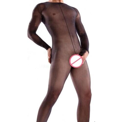 See Through Pantyhose Men Full Body Stocking Bodysuit Hosiery Tights Underwear Sheer Seamless Stockings Sex Gays