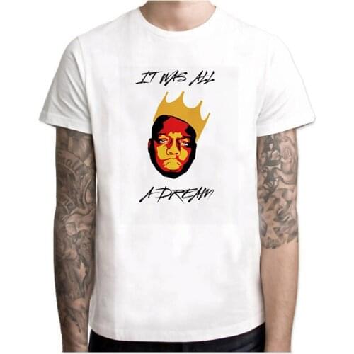 RAP King Biggie Small The Notorious B.I.G. Big Poppa Hip Hop Music White 2pac Tupac T-Shirt Men 100% Cotton Printed TShirt