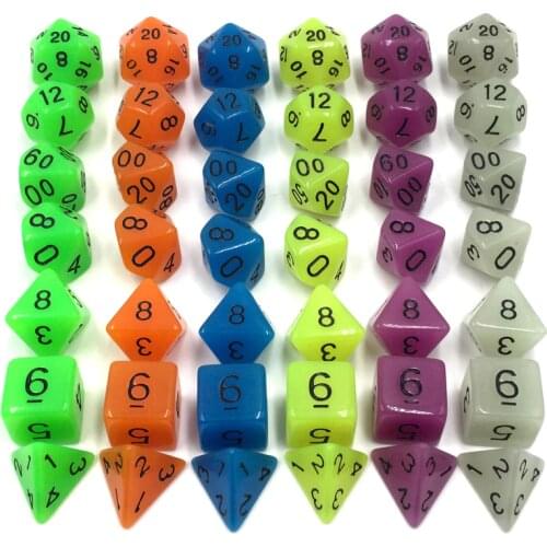 Rollooo Dice 7 Pcs/ Set Glow In The Dark Rpg Dice D&D