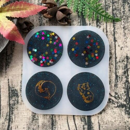 Crystal Epoxy Resin Mold Round Mobile Phone Bracket Holder Silicone Mould Handmade DIY Crafts CellPhone Grips Casting Tools A0NF