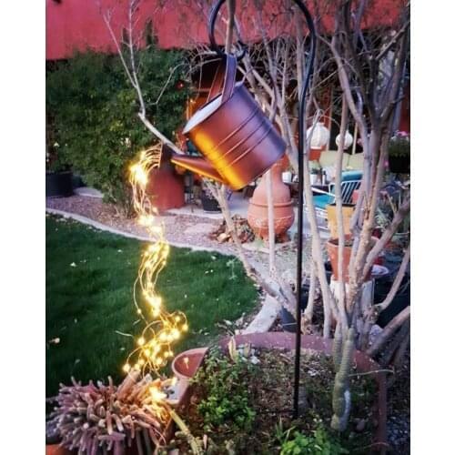 Garden Decor Shower lamp Wrought iron star shower Outdoor garden art shower LED lamp watering kettle Waterfall Lights decoration