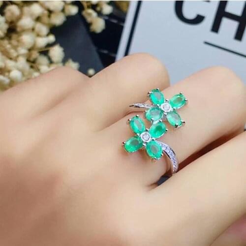 SHILOVEM 925 sterling silver Natural Emerald rings classic fine Jewelry women wedding women plant wholesale new jcj0304999agml
