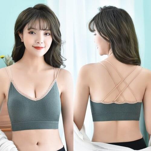 Cross Beauty Back Sports Bras For Women Wrapped Chest Sexy Yoga Bra Tube Top Gathered Female Sports Tops Gym Running Underwear