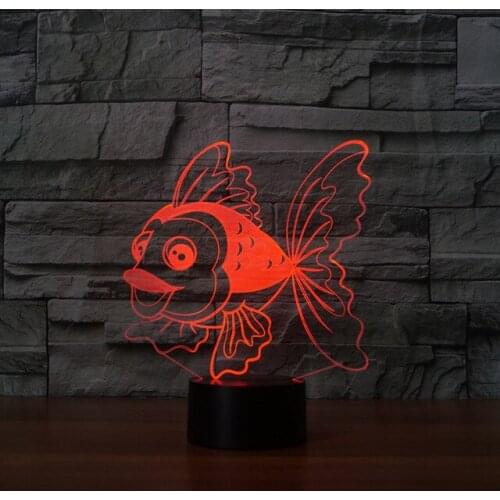 Lovely Goldfish Acrylic 3D Night Light LED 7 Color Changing USB Bluetooth stereo Lamp Sitting Room Lights Home Decor Kids Gift