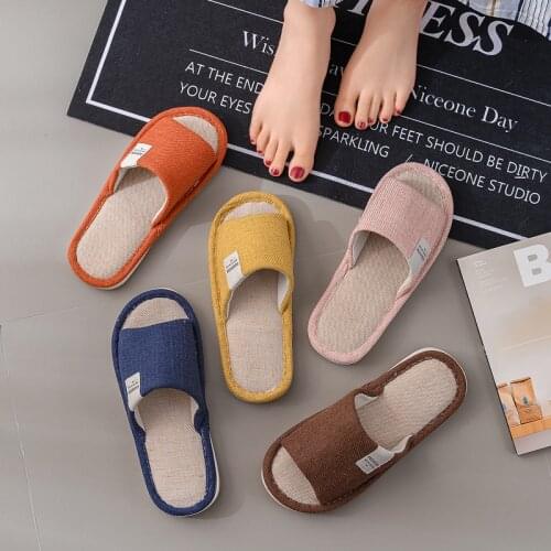 2019 new slippers household four seasons men and women cotton linen winter indoor linen home soft bottom couple slippers