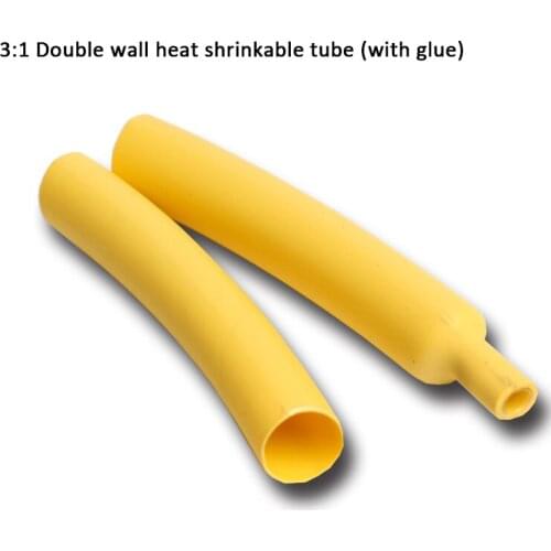 1Meter 2mm Dual Wall Heat Shrink Tube 3:1 Ratio Adhesive Lined With Glue Tubing Wrap Wire Cable Yellow