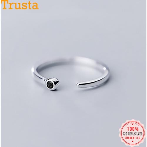 Trustdavis Fashion Genuine 925 Sterling Silver Sweet Dazzling CZ Stick Opening Finger Ring For Women Girls Jewelry Gift DA558