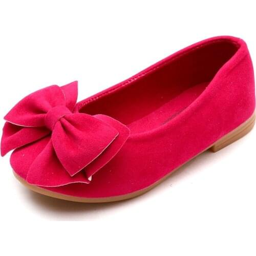 Baby Girls Shoes Princess Bow-knot Flock Fabric Spring Autumn Kids Flats Children Casual Loafers Candy Toddlers Shoes Soft