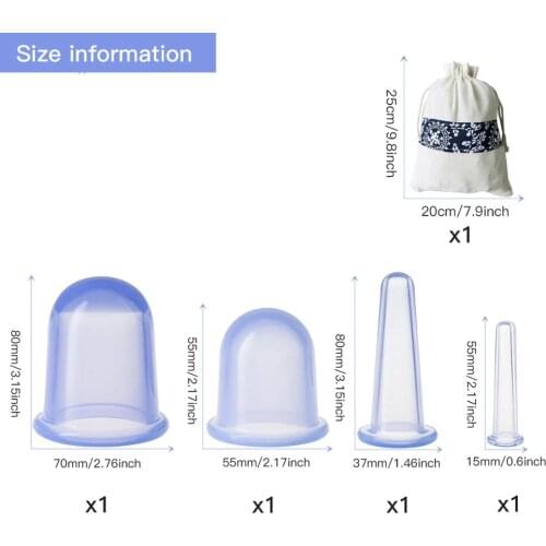 4Pcs Hot Vacuum Silicone Cupping Devices Anti-cellulite Slimming Massage Cups for Full Body Face Back Massager Cupping Machine