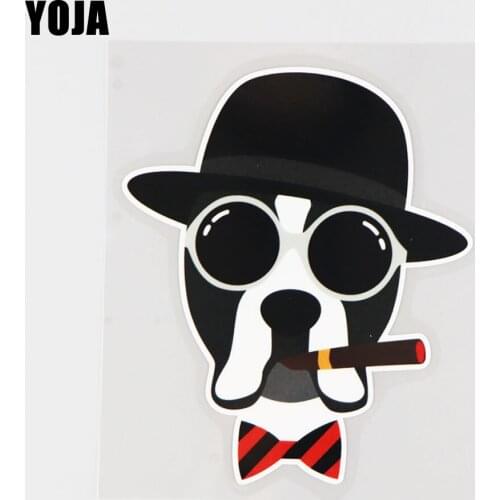 YOJA 11.1X13.3CM Cool Art Fashion Smoking Dog Car Stickers Vinyl Decal Creative Funny Animal 19A-0265